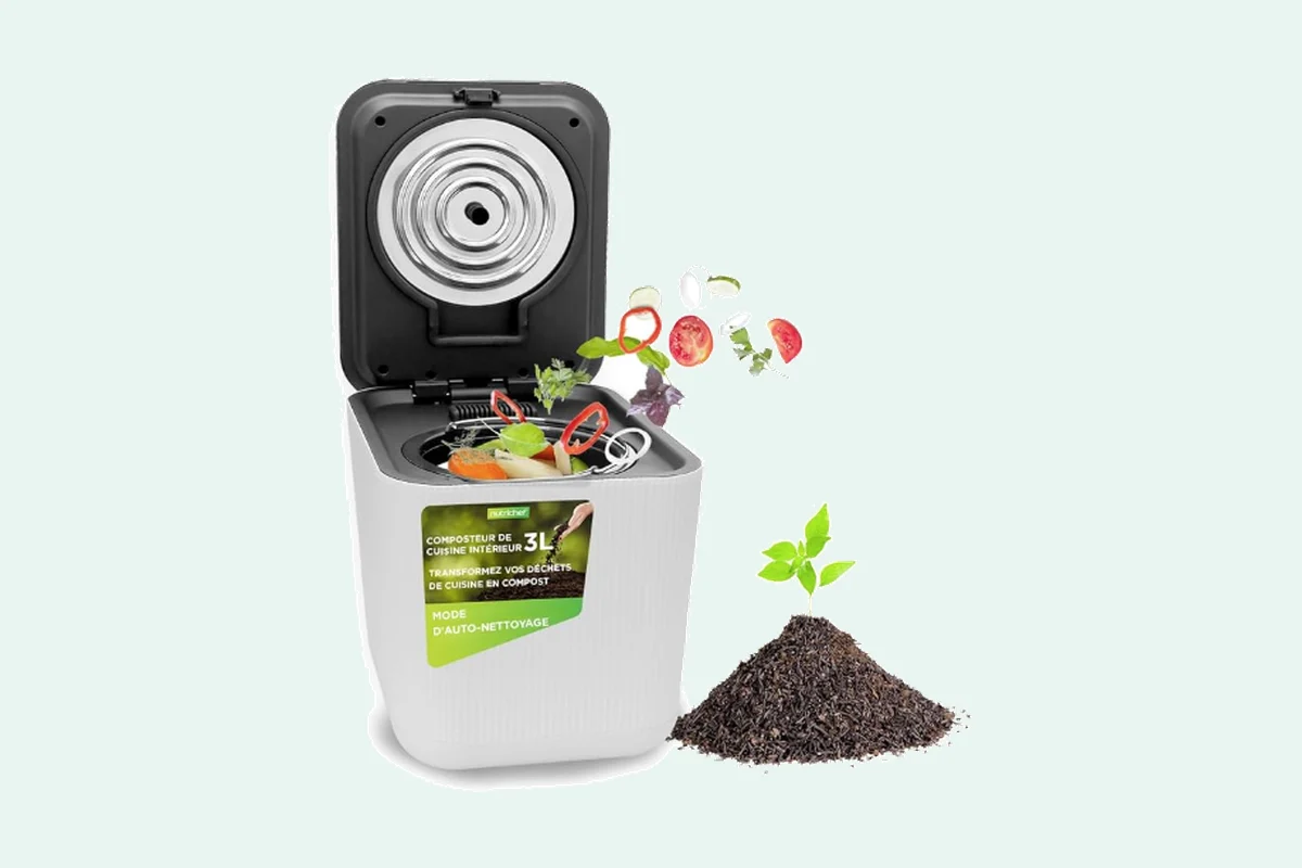 Composteur électrique Nutrichef dans une cuisine